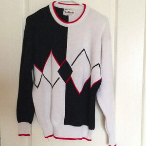 Vintage Lady La Mode Women's 100% Cotton Sweater Diamond Pattern Golfing Golf